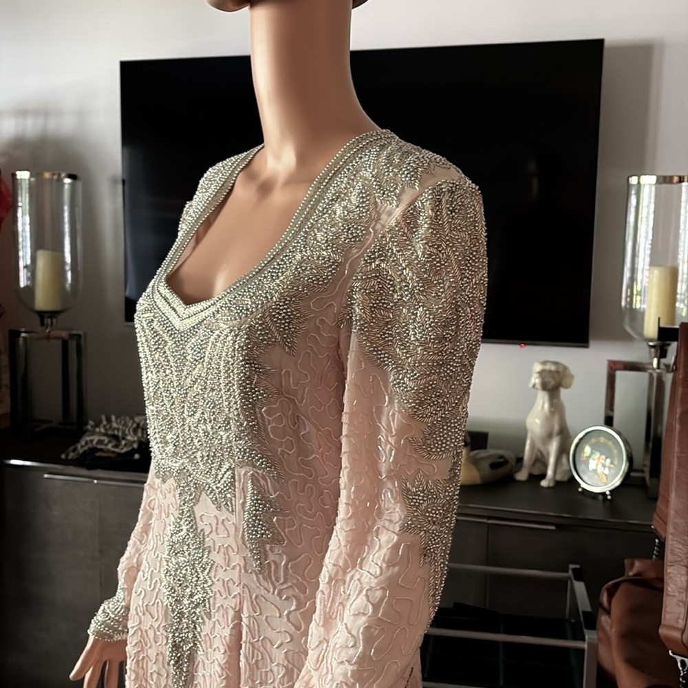 ✨ Vintage Silk Beaded Sequin Gown – Fantasy of Sister Max for SAMAGH, Size 12 - Picture 4 of 16
